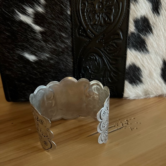 New Faux Squash Turquoise Stone Silver Toned cuff bracelet womens boho western - Picture 6 of 8